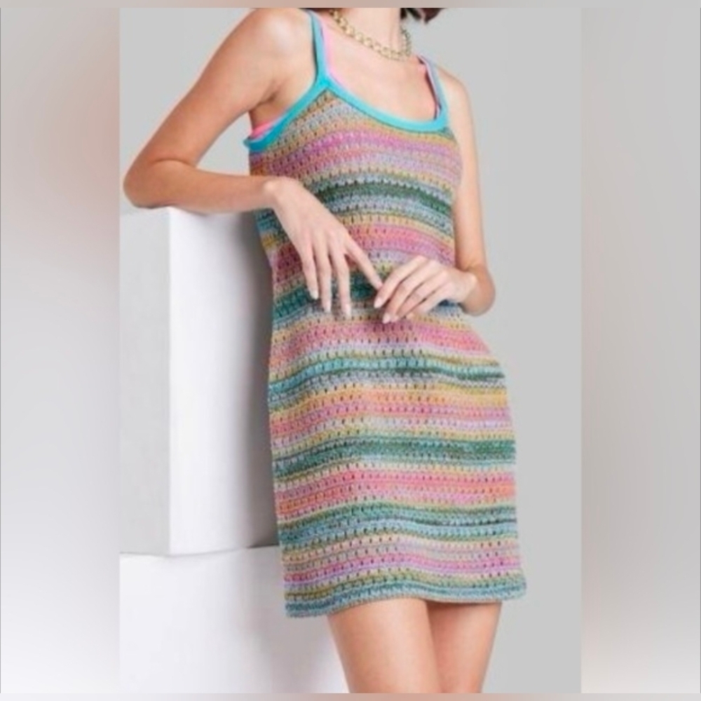Wild Fable Colorful Striped Crochet Dress